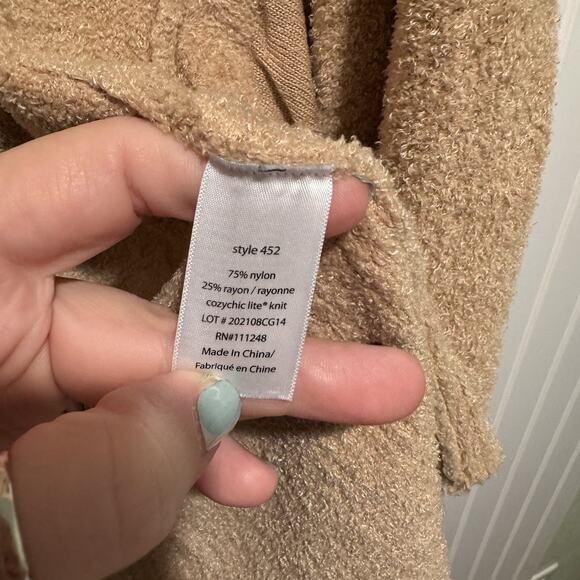 Barefoot Dreams Cozychic Lite Knit Circle Cardigan Beige Size Medium - Picture 4 of 5